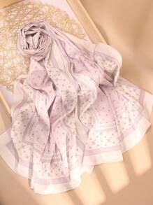 型号 1 件优质丝缎材料，优雅对比格子条纹印花图案，时尚优雅的女士头巾，柔软丝滑的头巾披肩头带 Abaya 配饰面纱服装 - 彩色 - 查看 12