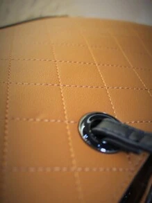 女士手提包 - 拼布、PU 绗缝、优雅、休闲、精致、刺绣、3D 镶嵌、双重携带方式、大容量、办公室、通勤、旅行、商务、礼物