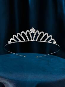 1件装时尚简约女士皇冠，梅花蝴蝶设计，新娘派对婚礼头饰，情人节配饰