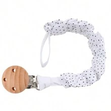 1pc Infant Fashion Printed Grid, Polka Dot & Striped Pacifier Clip & Wooden Pacifier Clip, Daily Use - Multicolor - View 50