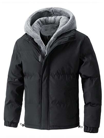 2024 New Men's Autumn And Winter Hooded Vacation Two Pieces Warm And Cold Resistant Particle Velvet Clothing For Men's Winter Clothing Coat,Fleece