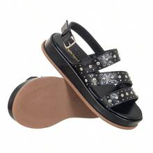 Women's Papete FlatForm Sandal With Straps Eyelets Fashion Comfort Empire Feet - 黑色 - 查看 5