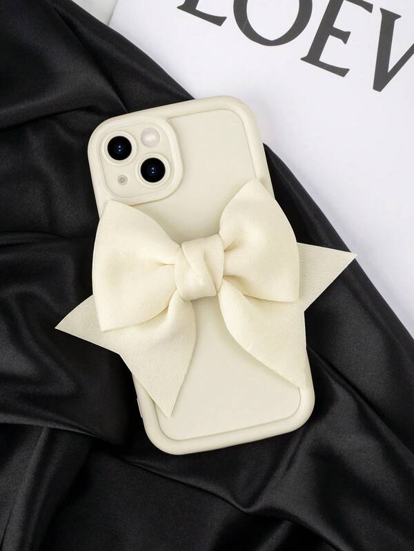 Apple Aesthetic Bow Phone Case 1pc 3D Butterfly Perforated Phone Case Compatible With Iphone 16 Pro Max / 16 Plus / 16 Pro / 16