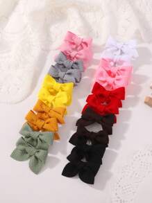 bilicaca 20 Stück/Packung Handgefertigte Stoff Schleife Haarclips für Kinder, farblich sortierte Haarzubehör - Verschiedenfarbig - Übersicht 3