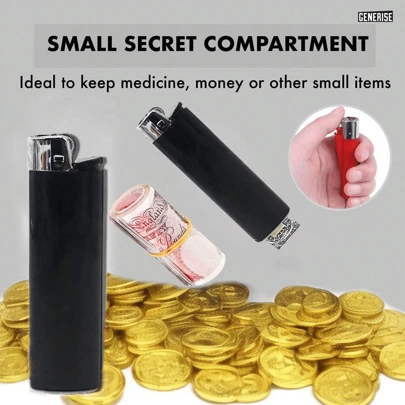 1pc New Lighter Shape Hidden Storage Box, For Outdoor Party, Small Item Concealment, Jewelry, Cash And Other Valuables