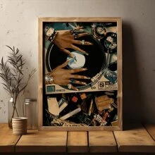 1pc Modern Frameless Vintage Canvas Wall Art Poster - Classic DJ Turntable Style - Abstract African Female Art Print, Suitable For Living Room, Bedroom, Office, Bathroom And Kitchen, Autumn/Winter Wall Decor Gifts Birthday Graduation