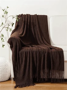Knitted Blanket, Suitable For Sofa, Bohemian Bed Brown Color, Autumn Decorative Grey Brown Pillow, Suitable For Sofa For Thanksgiving And Christmas