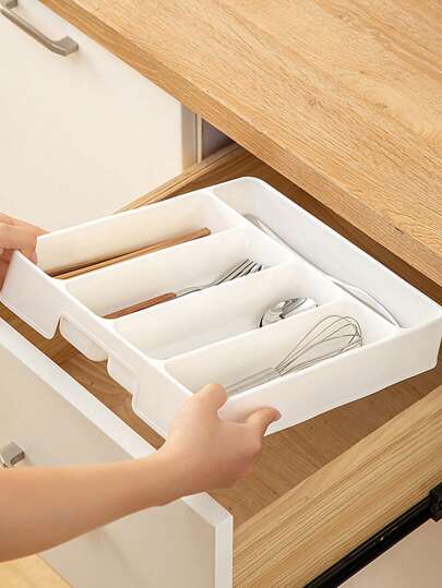 1pc Kitchen Drawer Divider Cutlery Organizer Box, Home Cabinet Built-In Compartment Knife Fork Chopstick Storage Rack, Kitchenware Organizer, Kitchen Cabinet Chopstick Cutlery Organizer Box, Knife Fork Spoon Separator Tray