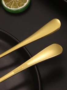 5 piezas de cubertería dorada de acero inoxidable, utensilios de cocina, regalo de Navidad, suministros escolares