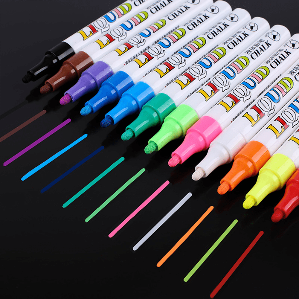 12 Colors Of Dry Erase Markers For Chalkboards, DustFree Erasable