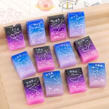 5pcs Creative Zodiac Starry Sky Gradient Erasers, Student Stationery Gifts, Assorted Zodiac Colors - Multicolor - View 2