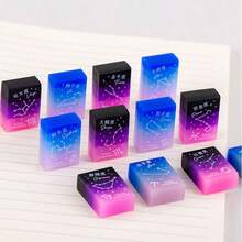 5pcs Creative Zodiac Starry Sky Gradient Erasers, Student Stationery Gifts, Assorted Zodiac Colors - Multicolor - View 6
