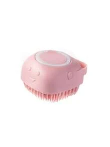 1 pieza Cepillo de baño y champú de verano para mascotas, cepillo de goma de silicona para masaje con compartimento para champú para herramientas de aseo de perros y gatos; Accesorios para perros y gatos; Playa; Sol; Viaje; Fresco;