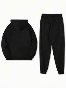 2pcs Men's Thermal Lined Hoodie And Sweatpants Set, Casual Tracksuit In Plus Sizes, Winter 2025 New Arrivals