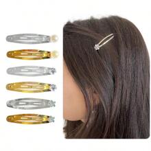 10 Presilhas Para Cabelo Tic Tac Em Metal Penteado Pedras Strass Pérola Dourado Prata