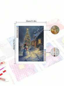 Tranh khảm kim cương 5D DIY - Phong cảnh Giáng sinh tuyệt đẹp, Bộ nghệ thuật kim cương, Trang trí tường bằng tranh khảm - Nhiều màu - Xem 2