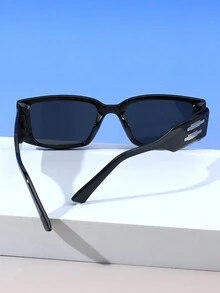 1副男士长方形纯色街头风复古时尚眼镜，四季皆宜沙滩配饰眼镜時尚眼鏡 - 黑色 - 查看 3