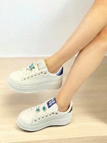 Women's Solid Color Patchwork Print Rhinestone Decor Casual Luxury Shoes