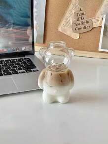 1 件可爱泰迪熊设计硼硅酸盐玻璃杯，创意卡通咖啡/果汁/奶茶杯返校 - 透明 - 查看 5