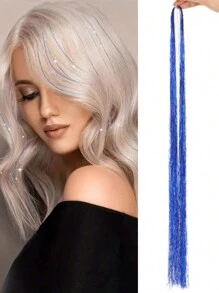 1 Piece Of Shiny Glitter Hair Extensions For Women Hippie Weave Headdress Hair Weaving Tool Length 100 Cm - Multicolor - View 15