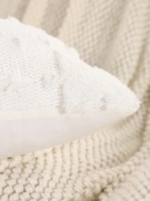 Miater 1 buah Sarung Bantal Dekoratif Natal Berbahan Plush Quilted dengan Bordir Pohon Natal - Krem - View 9