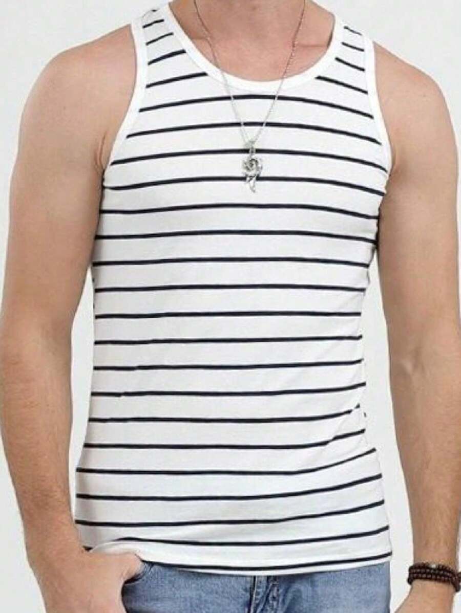 PREMIUM MEN'S AMERICAN RIBBED TANK TOP - 黑與白 - 查看 1