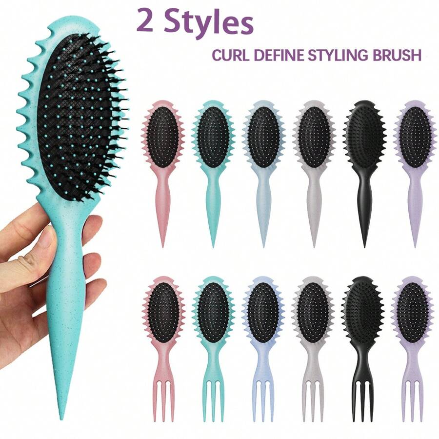 New Curling Brush, Latest Boar Bristle Hair Brush Styling Hairdressing Comb Massage Comb Scalp Hair , Curling Brush, Suitable For All Styles And All Women's Style Curls - Multicolor - View 1