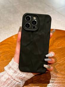 High-Grade Solid Color Pleated Anti-Scratch Full Coverage Lens Protection Phone Case Compatible With Iphone 14 Pro Max, 13, 12/12 Pro, 11, XS - Black - View 3