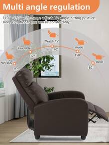 DOPINMIN Recliner Chair PU Leather Recliner Sofa Home Theater Seating With Lumbar Support Overstuffed High-Density Sponge Push Back Recliners Armchair For Living Room - 棕色 - 查看 2