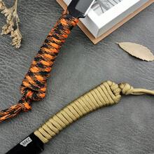 MKC Outdoor Tactical Small Straight Knife 440c Stainless Steel Hunting Knife Nylon Rope Wrapped Handle Fishing Knife Multipurpose Camping Vegetable And Fruit Knife Kydex Sheath - Total length: 16.4CM  Blade length: 7.0CM  Handle length: 8.9CM - 查看 3