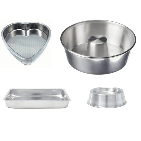 Kit 4 Formas Com 1 Forma Coração Reto 1 Assadeira Retangular 1 Forma De Bolo e 1 Forma Ballerine Redonda Para Bolos Decorado