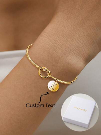 1 Elegant And Romantic Knot Letter Opening Bracelet, Made Of Stainless Steel Material, Suitable For Daily Vacations, Banquets, Parties And Any Other Occasions. Unique Design, Bold Personalized, Couple Bracelet, Fashionable And Exquisite, Perfect Gift For Your Friends, Partners And Family On Christmas, Thanksgiving, Valentine's Day, Birthdays And Anniversaries