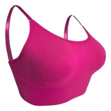 Thin Strap Top Bra With Removable Pads For Gym Comfortable - 玫紅色 - 查看 1