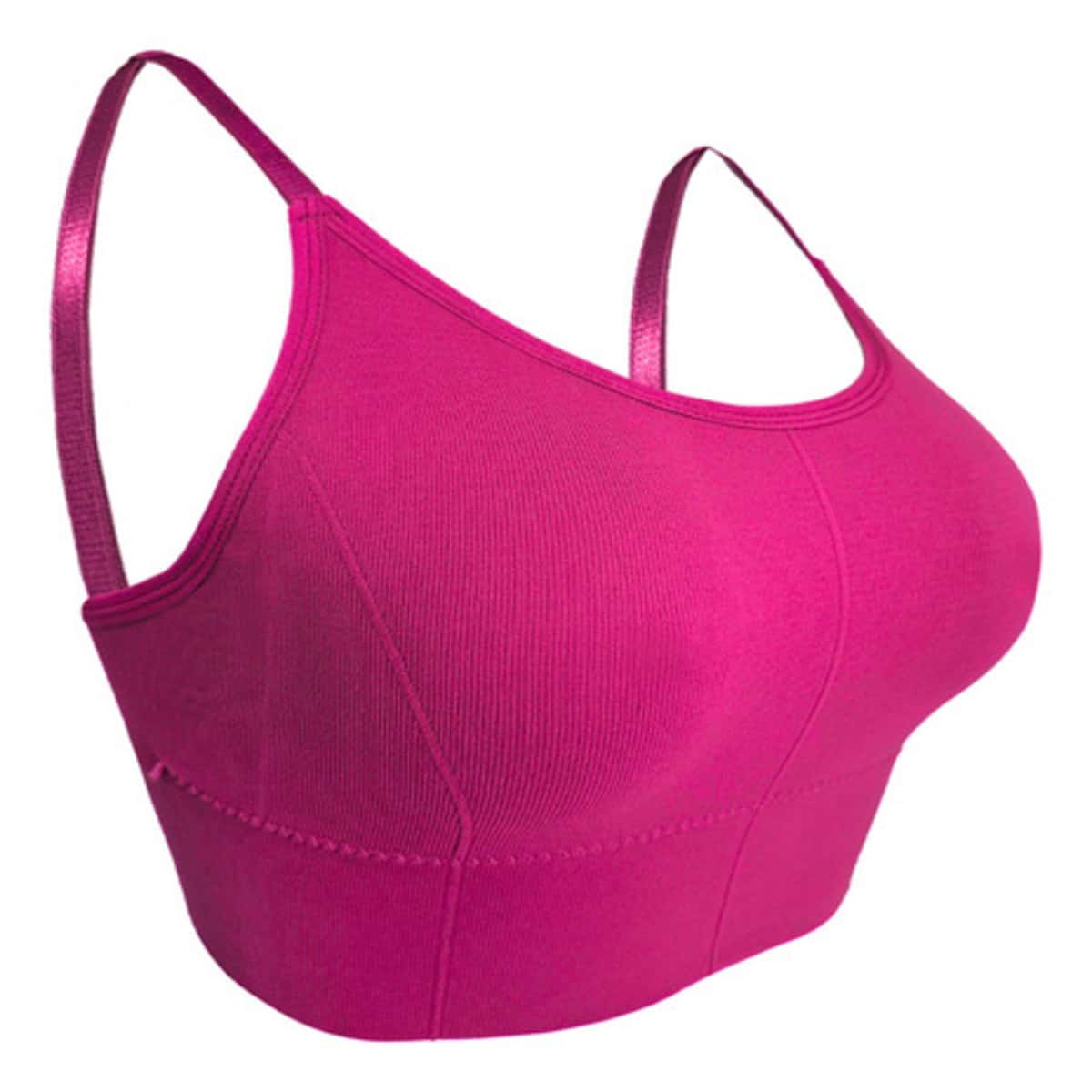 Thin Strap Top Bra With Removable Pads For Gym Comfortable - 玫紅色 - 查看 1