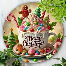 1pc 8x8 Inch Vintage Christmas Coffee Metal Wall Art - Biển báo trang trí thu hút sự chú ý, thích hợp cho nhà, vườn, hiên nhà, v.v. - Quà tặng hoàn hảo cho ngày lễ - Nhiều màu - Xem 8