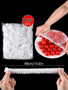 400pcs Disposable Plastic Wrap Sets And Disposable Shower Cap Sets Household Fresh-Keeping Bowl Cover PE Plastic Wrap - Default - View 2