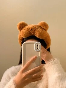 1pc Cute Plush Bear & Rabbit Earband, Sweet For Women, Ideal For Face Mask Wearing In Autumn/Winter