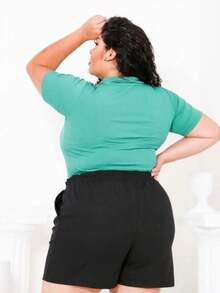 Linen Shorts Lined Plus Size Luxury Plus Size With Bow G1, G2 And G3 With Pockets Tailoring - màu đen - Xem 3