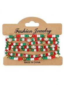 圣诞手链 米珠 聚合物粘土 多层串珠手链 女士 - 彩色 - 查看 7