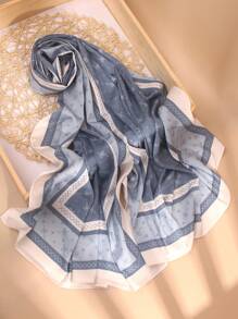 型号 1 件优质丝缎材料，优雅对比格子条纹印花图案，时尚优雅的女士头巾，柔软丝滑的头巾披肩头带 Abaya 配饰面纱服装 - 彩色 - 查看 20