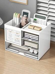 1pc Minimalist Desktop Drawer Pen Holder Multifunctional Stationery Storage Box, Large Capacity Assembable Office Organizer'