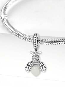 1 pieza Bola con charm de abeja luminiscente y de moda, en serie navideña, apta para pulseras y brazaletes de mujer, ideal para manualidades de joyería y para combinar con atuendos diarios, decoración de joyería para niñas