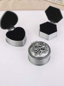 1个/2个便携式多形状复古欧式心形/圆形/长方形锌合金首饰盒，可收纳戒指、项链、耳环，适合作为礼物、婚礼、返校季等场合使用。 - 彩色 - 查看 7