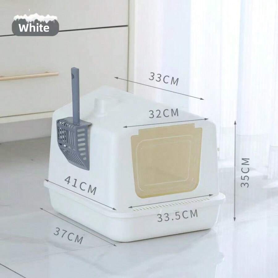 Large Fully Enclosed Cat Litter Box, Snow House Style, AntiSplash