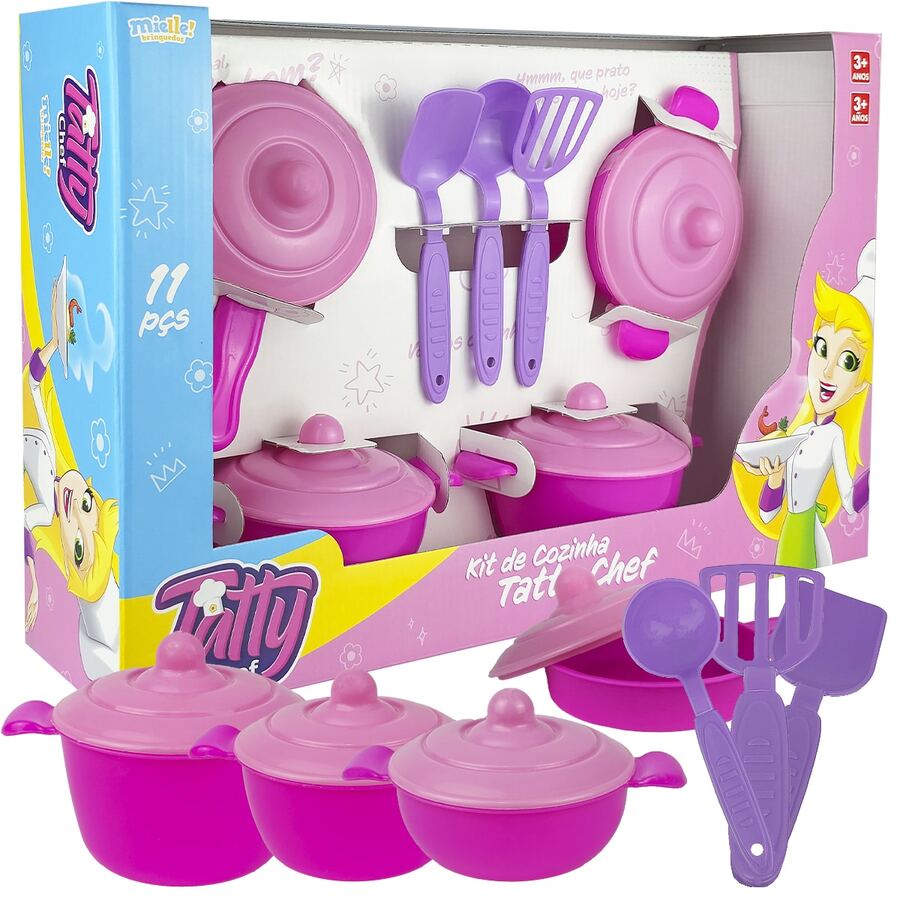 Girl's Kitchen Toy Pan Complete Set 11 Pieces Children's Pans - Nhiều màu - Xem 1