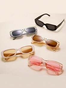 Bộ 5 cặp kính mắt hình chữ nhật dành cho nữ với thiết kế tinh tế và sang trọng, phù hợp làm phụ kiện cho cuộc sống hàng ngày và sử dụng khi đi du lịch ngoài trời, phụ kiện đi biển cho kính râm dành cho nữ - Nhiều màu - Xem 3