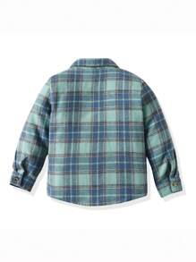 Young Boy Plaid Long Sleeve Shirts, Kids Button-Down Collar Shirts For Autumn - Multicolor - View 2