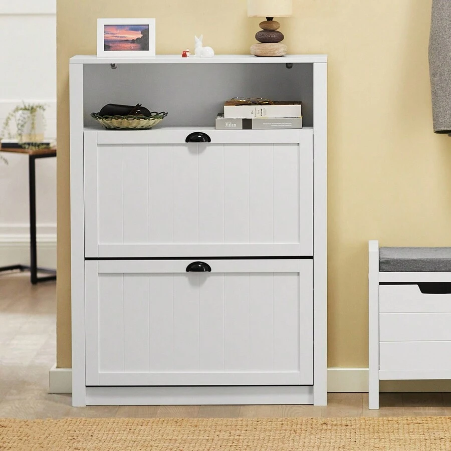 Haotian FSR87-W White Shoe Cabinet 2 Drawer Shoe Rack Storage Organizer Unit - Nhiều màu - Xem 1