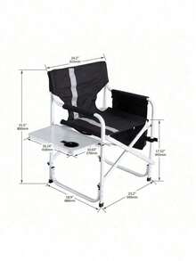 1-Piece Padded Folding Outdoor Chair With Side Table And Storage Pockets,Lightweight Oversized Directors Chair For Indoor, Outdoor Camping, Picnics And Fishing,Green - Đen + Xám + Nhôm-1 - Xem 7
