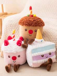 1pc Bánh Búp Bê Nhồi Bông Bánh Sinh Nhật Socola Bánh Dâu Tây Gối Ném Búp Bê Mềm - Nhiều màu - Xem 1